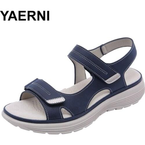 YAERNI Summer Women Sandals Wedge Heel Non-slip Beach Open Toe Breathable Sandals Sport Style 2020 Female New Style Shoes