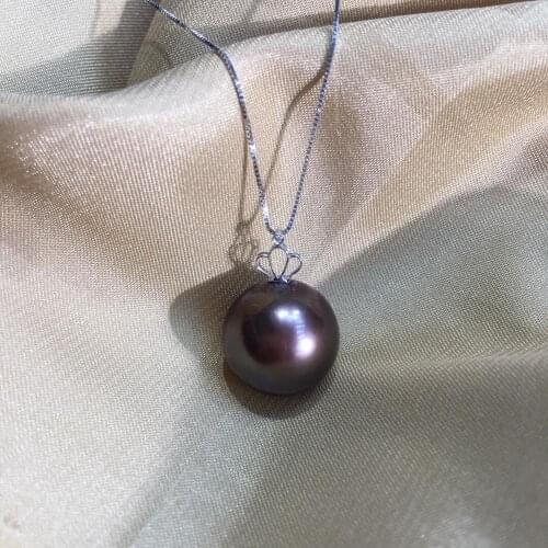 MADALENA SARARA Hot Sale Elegant Princess Style 10-11mm Round Purple Freshwater Pearl Pendant Necklace S925 Chain Necklace