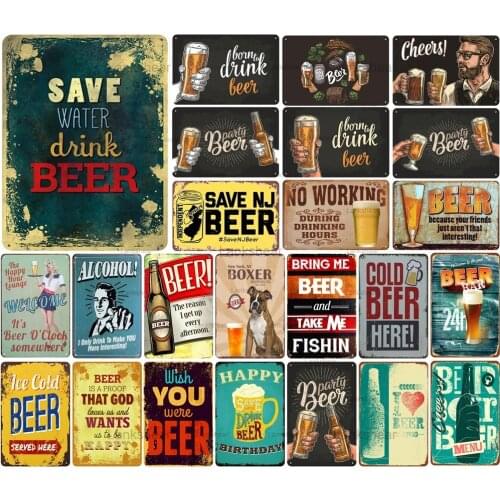 Retro Beer Metal Signs Save Water Drink Beer Bring Me Beer Take Me Fishin Save NJ Beer Vintage Plaques Bar Pub Club Decoration