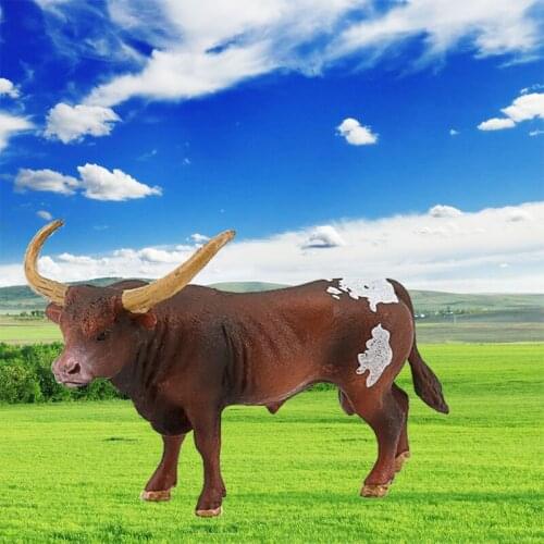 Simulation Texas Longhorn Model Plastic Solid Simulated Herbivore Animals Hand Model Educational Toys Christmas Gift For Kids