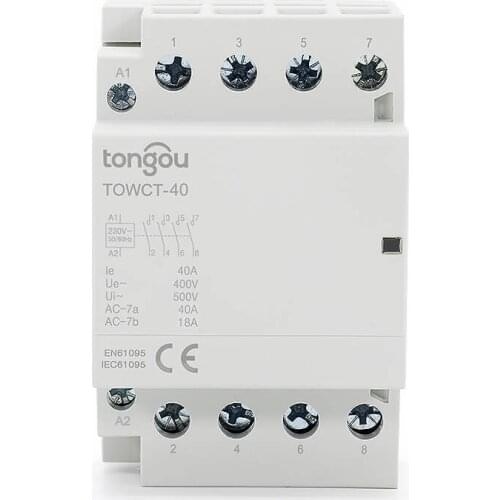 4P 40A 400V 4NO Din Rail Household AC Modular contactor for Household Home Hotel Resturant