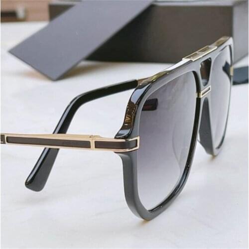 Black metal sunglasses men Brand luxury glasses color changing mirror Fashion flat mirror MOD9094