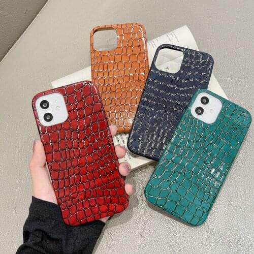 Crocodile Texture Soft Silicone Phone Case For Iphone 12 Mini 11 pro XS MAX X XR SE 7 8 Plus Snake Skin Pu Leather Cover Funda