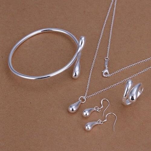 Sets Silver Plated Sets Silver Trendy Jewelry Sets Waterdrops Jewelry Wholesale Free Shipping aasa LS221