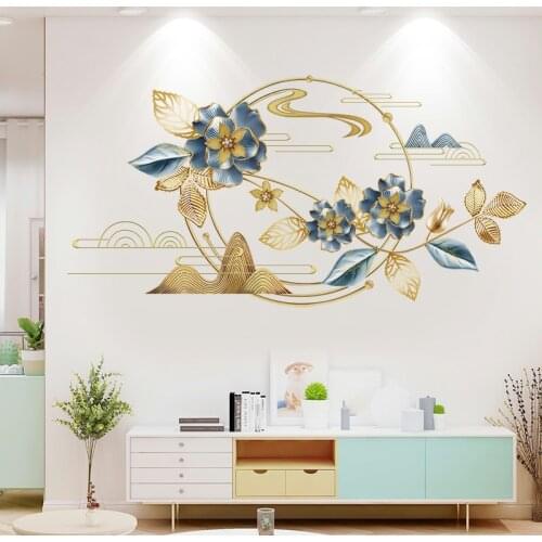 Chinese Style 3D Wall Stickers Flower Living Room TV Backdrop Wall Decal Bedroom Decor Self-adhesive Mural Home Office Decor Art