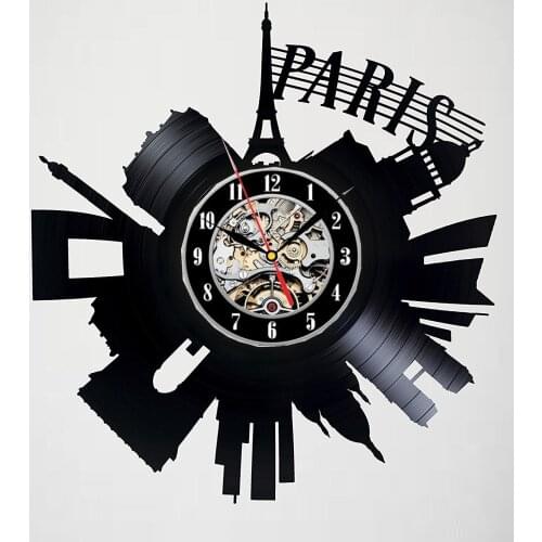 PARIS Vinyl Record Wall Clock Decor - Exciting guest room decor - perfect gift idea for children, adults, men