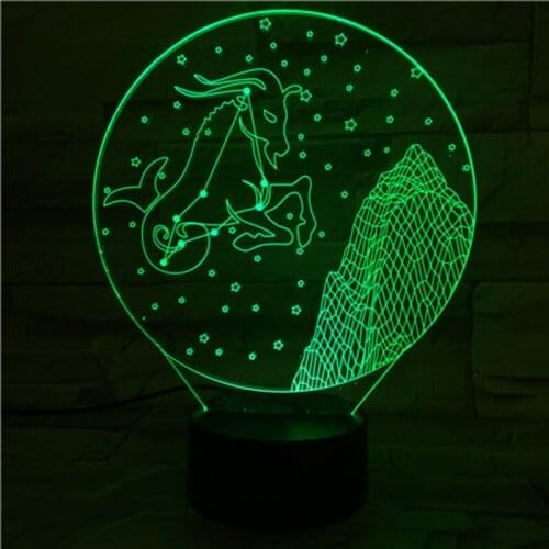 Capricornus Zodiac 3D Night Light led table lamp for Childrens bedroom Decoration Accent Indoor Lighting Props Home Decor Light