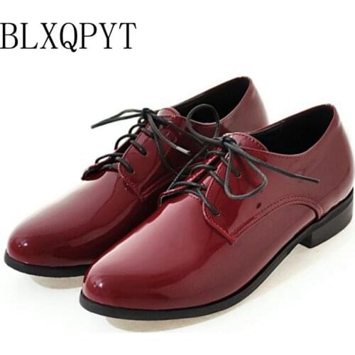 NEW Leisure fashion SUPER Big&Small 30-50 Size Spring Autumn Platform Women Shoes Cross-tied lace up Round Toe Square heel 158b