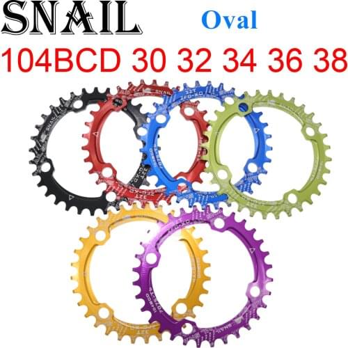 SNAIL 104BCD Oval Bike Bicycle MTB Chainring 32T 34T 36T 38T Narrow Wide Ultralight Tooth Plate MTB Mountain BCD 104 Chainwheel