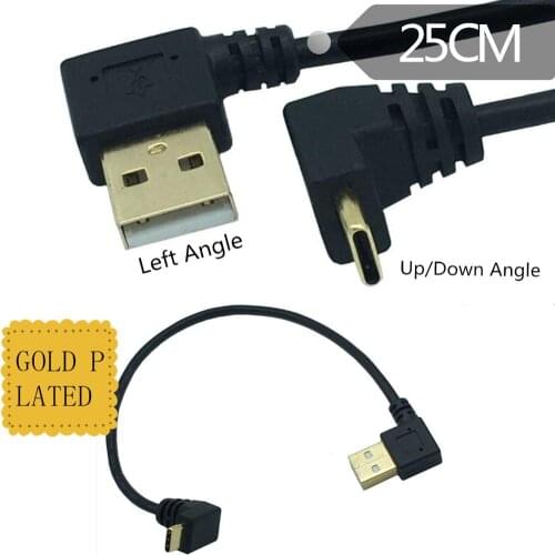 Gold-plated Type-C 90-degree elbow data cable LeTV 1S charging cable USBAM left 90-turn cable