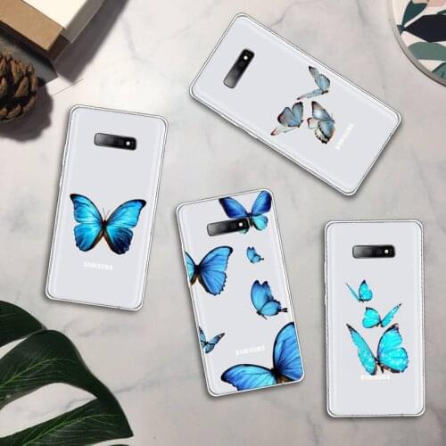 Blue Butterfly Phone Case Transparent for samsung A 21s 50 71 S 8 9 20 note 10 20 plus ultra