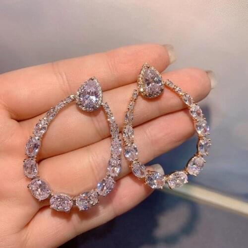 Luxury Clear white water drop Shape AAA Full Cubic Zirconia Earrings For Party Bridal Engagement Earrings Jewelry E9382
