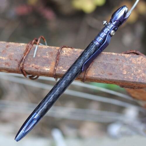 Titanium Alloy Self Defense Pen Mitsubishi UMR-83 Refill Carbon Fiber Pen EDC Tactical Pen