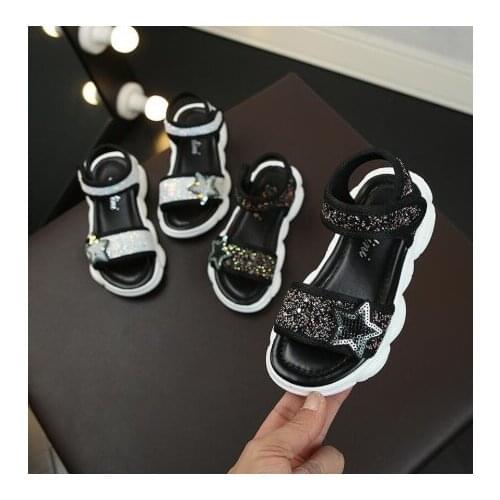 Girls sandals 2020 Summer Star Sequins princess Kids Sports Shoes Star Bling Sequins Open Toe Children Beach Sandals