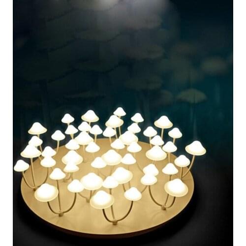 Led living room creative master bedroom lamp round mushroom lamp art study lamp shaped restaurant ceiling lamp children lighting