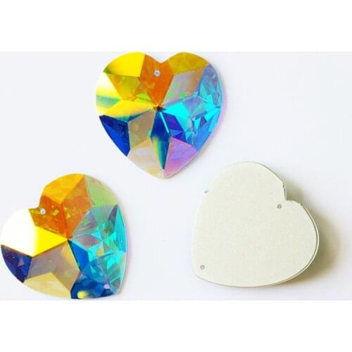 YANRUO 2202TH Heart Large Mirror Small Pack Crystal AB Glass Sewing Mirrors AAAAA Excellent Crystal For Jewelry Making DIY Gems