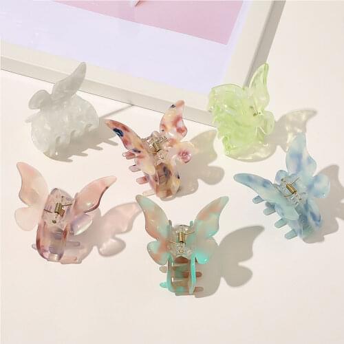 Acetate Resin Hair Claw Sweet Fairy Butterfly Hairpins Gradient Tie-Dye Colored Hair Styling Tools Hair Accessories for Girls