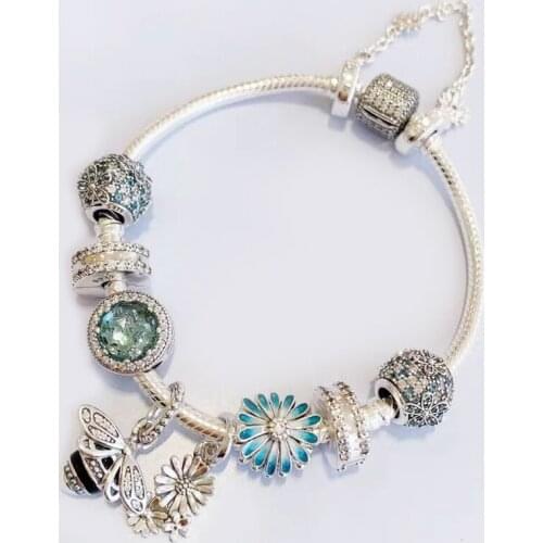 925 sterling silver Spring Garden series Daisy bee Zircon full of fashionable quality surprise gift Pan bracelets female
