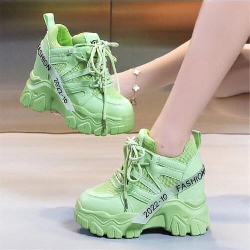 2022 Spring Womens Casual Sports High Platform Shoes All-match Comfortable Womens Chunky Sneakers Mesh Breathable Autumn Shoes