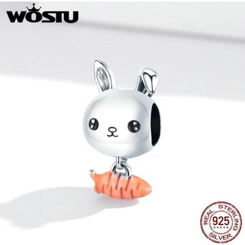 WOSTU 925 sterling Silver Charm Cute Rabbit Bead fit Original charms beads 925 Bracelet DIY women Jewelry make gift