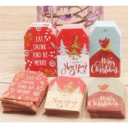 100pcs Christmas Paper Tags Xmas Gifts Design Holiday Decoration Party Favors Return Gifts
