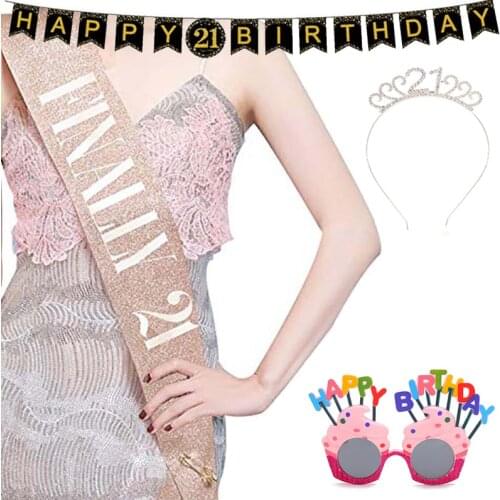 21st Birthday Party Decor Sash 21 Year Old Birthday Finally 21 Ribbon Sash for Women Girls 21st Birthday Party Decorations NW06