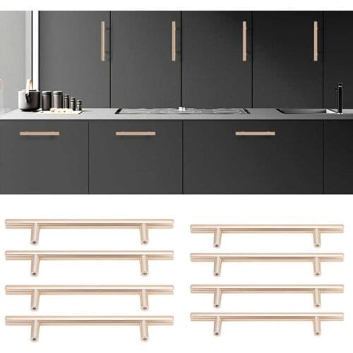 4Pcs Door Handle Aluminum Alloy Gold Drawer Pull Handles Cabinet Wardrobe Closet Hardware