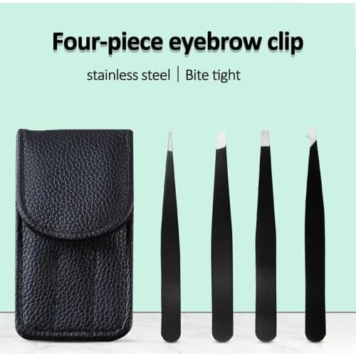 4Pcs/Set Tweezers Eyebrow Tweezer Set Stainless Professional Eye Lashes Extension Tweezers Eyebrow Tongs Scissors Cosmetic Tools