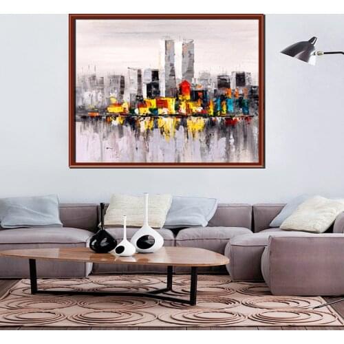 Abstract Oil Painting Canvas Painting Paris New York Night Landscape Modern Wall Art Canvas Poster For Home Decor Living Room