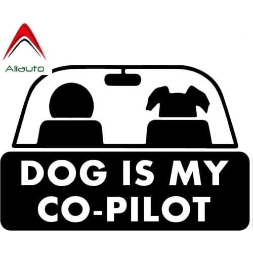 Aliauto Funny Pet Car Sticker Dog Is My Co-Pilot Waterproof Reflective Cartoon Decal Auto Accessories Black Silver,19cm*12cm