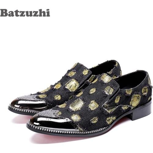 Batzuzhi Rock zapatos de hombre Formal Shoes Men Metal Tip Toe Black/Red Party and Wedding Shoes Men Business Oxfords,Big US6-12