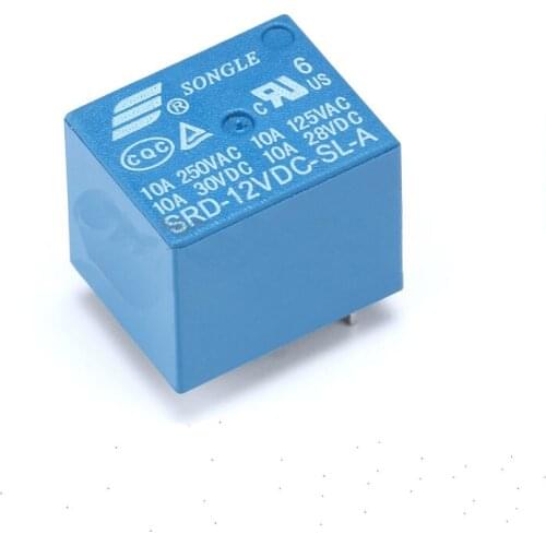 Free shipping 10pc Original SRD-12VDC-SL-A T73 12V 10A 4pin DC Power Relay PCB Type blue color