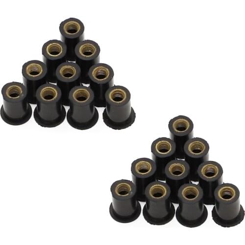 20 Piece M5 Rubber Well Nut Wellnuts Windscreen Fairing Bolt Kit For Honda Kawasaki Yamaha Suzuki Replace 90111-KW3-003