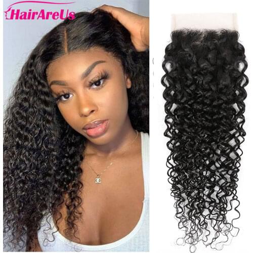 Brazilian Kinky Curly Hair 4x4 Lace Closure 100% Remy Human Hair Closure Black Women 10-22 Inch Remy Hair HD Swiss Lace Closure