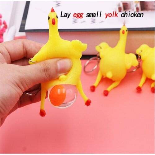 Cartoon Egg Laying Chick Keychain Pendant Decompression Vent Toys Squeeze Tricky Toys Novelty Bizarre Children Childrens Gifts