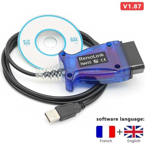 V1.87 Renolink OBD2 Diagnostic Interface cable For Renault/Dacia Vehicles ECU Programmer Airbag/Key Coding Multi-Function