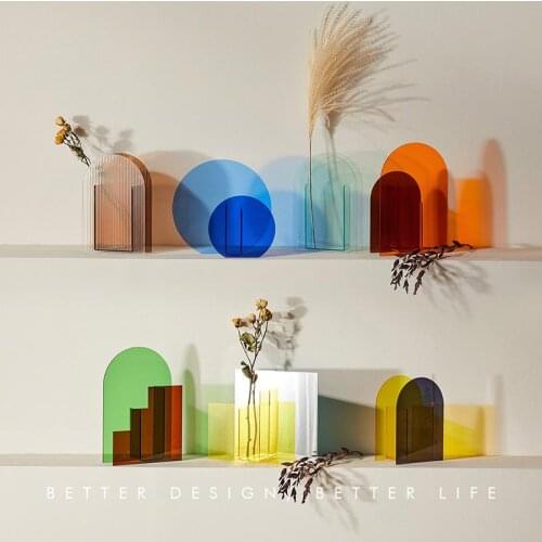 Homeware Acrylic Rainbow Series Nordic Geometric Dried Flower Vase Flower Arrangement Hydroponic Flower Decoration Decoration