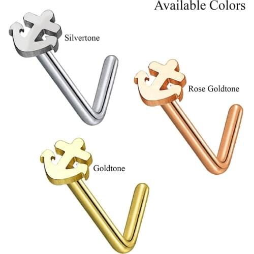Nose Stud L-Shaped Infinity Stainless Steel 20G (0.8mm) Surgical Steel Nostril Studs Screws Nose Ring Hoop Body Piercing