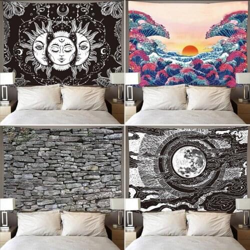 Ins home tapestry hanging cloth style hanging cloth sun black landscape background cloth home decoration tapestry