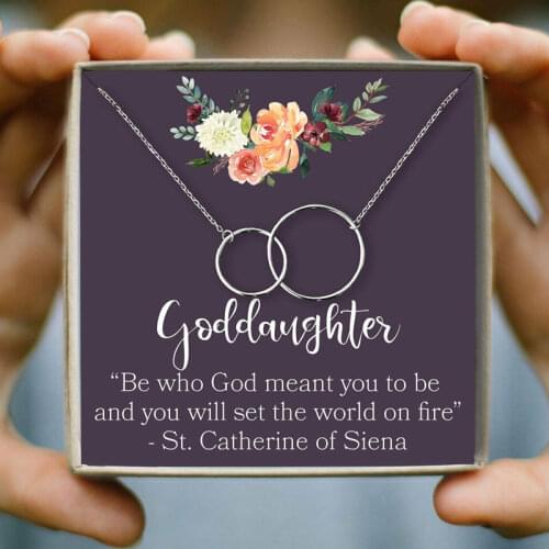 To My Granddaughter Double Circles Chain Necklace Women Two Interlocking Infinity Pendant Necklace Jewelry Christmas Gift