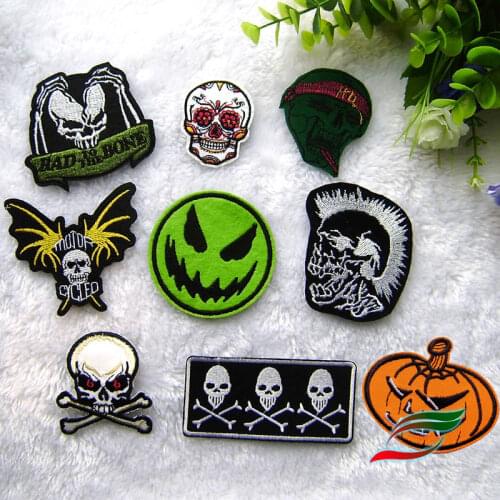 Adhesive tape punk a204 Halloween skull wings motorcycle pumpkin clothing accessories patch stickers shoes hat decals