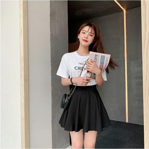 Short pompous skirt large size high waist pleated skirt umbrella skirt fat mm Slim skirt charming lovely pure student skirt