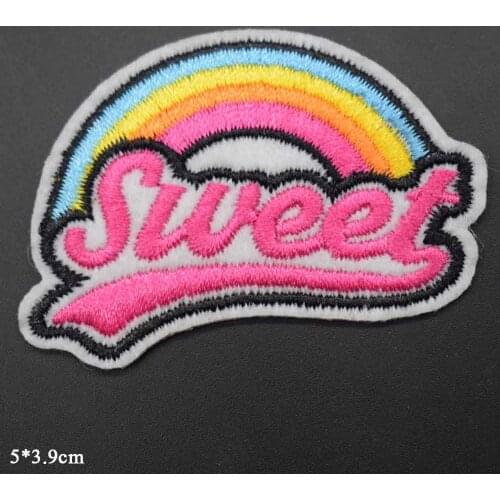 Colorful Rainbow Sweet Iron on Full Embroidered Cloth Patch For Girls Boys Clothes Skirt Stickers Apparel Garment Accessories