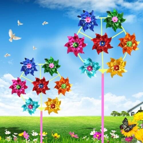 Colorful DIY Sequins Windmill Wind Spinner Home Garden Yard Decoration Kids Toys L4MC