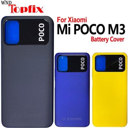 For Xiaomi Poco M3 Battery Cover Back Glass Rear Door Housing Case POCO M3 Back Panel PocoM3 Battery Cover With Adhesive