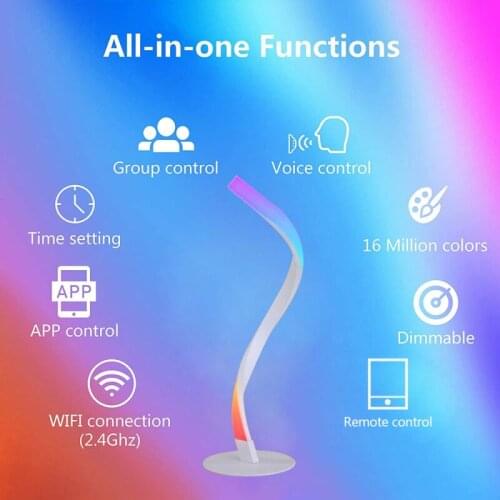 Tuya WiFi Spiral Bedside Table Lamp Colorful Decoration Serpentine Table Lamp Voice Control Work With Alexa Google home