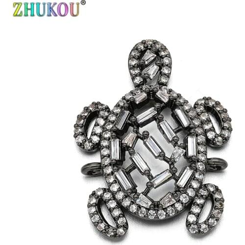22*28mm Brass Handmade Micro Pave Cubic Zirconia Tortoise Connector DIY Jewelry Findings Accessories, Hole: 1.5mm, Model: VS270