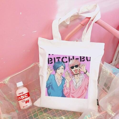 2021 Summer Ulzzang Yarichin Club Shoulder Canvas Bag Large Capacity Funny Casual Hip Hop Harajuku Japanese Cartoon Womens Bags
