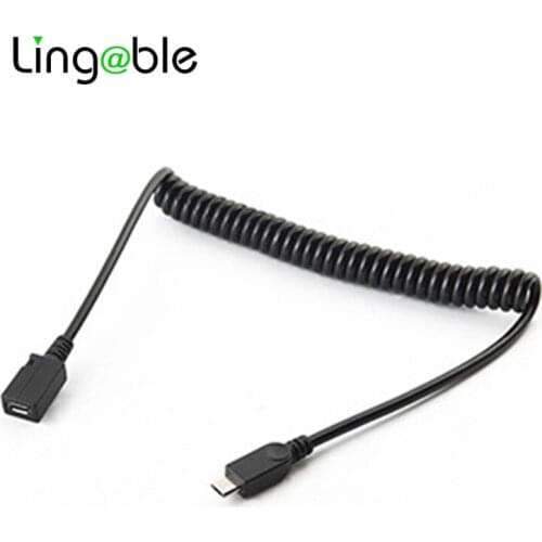 Lingable Micro USB 2.0 Male to Female Coiled Cable 1.5M Micro USB Adapter Cable For Smart Phone Portable Connector