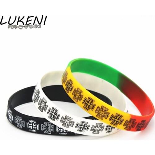 LUKENI 50PCS New Casual Cross Silicone Wristband Religious Sports Rubber Silicone Bracelets&Bangles Charm Gifts Wholesale SH128